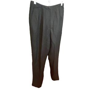Limited Black Linen Blend Trousers Size 8 Button Front Smart Casual Straight Leg